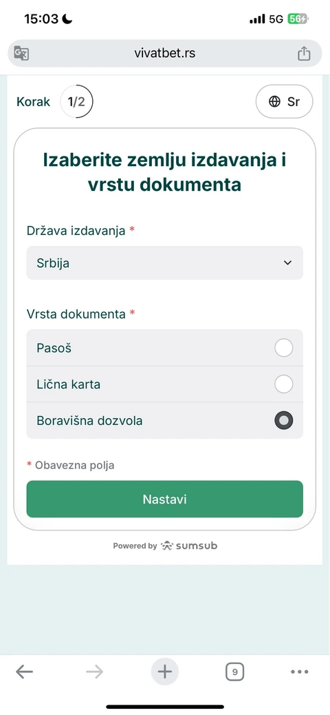 Izbor boravišne dozvole u mobilnom postupku verifikacije